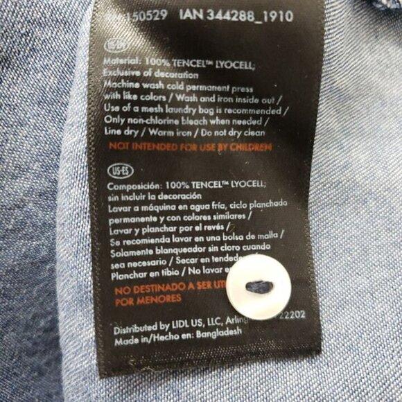 Esmara by Heidi Klum Denim Roll Tab Sleeve Rhinestone Trim Pullover Top Sz 6 - Picture 7 of 7